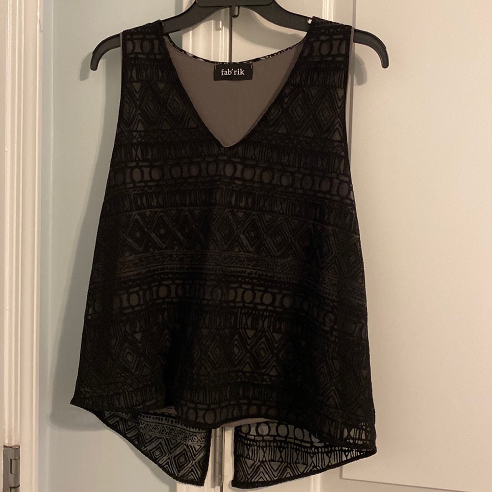 Fabrik Black Overlayed Patterned Tank